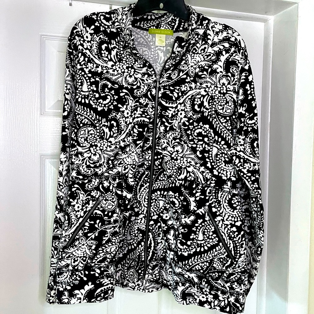 Sigrid Olsen Colten/spandex long sleeve zip jacket
